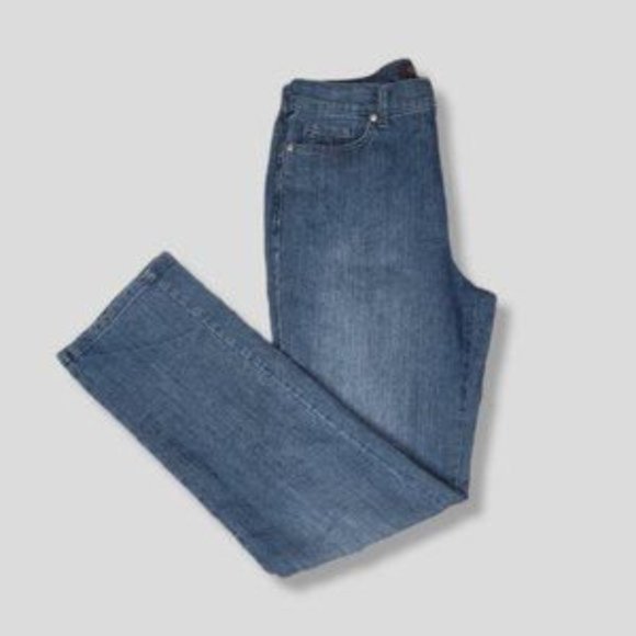 Gloria Vanderbit Women Blue Cotton Blend Amanda Collection Wide Leg Jean Size 8 - Picture 1 of 5